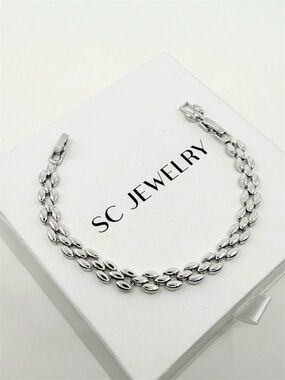 Triple Layer Barley Chain Bracelet | Platinum Plated Luxury Jewelry